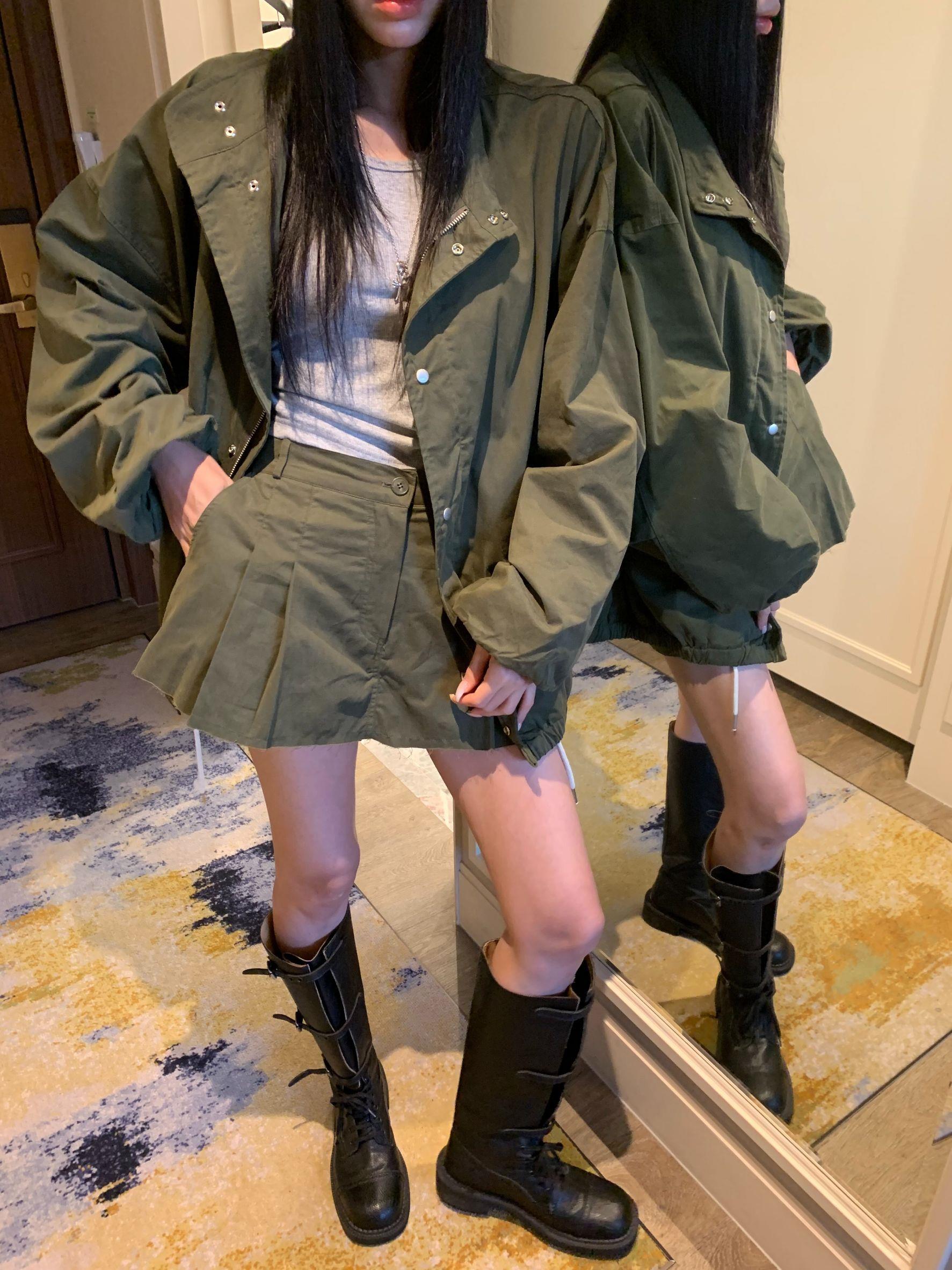 軍裝抽繩立領外套